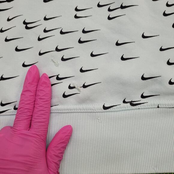 NIKE Swoosh AOP Hoodie Womens Large 20x21 Boxy Blue - Picture 8 of 16